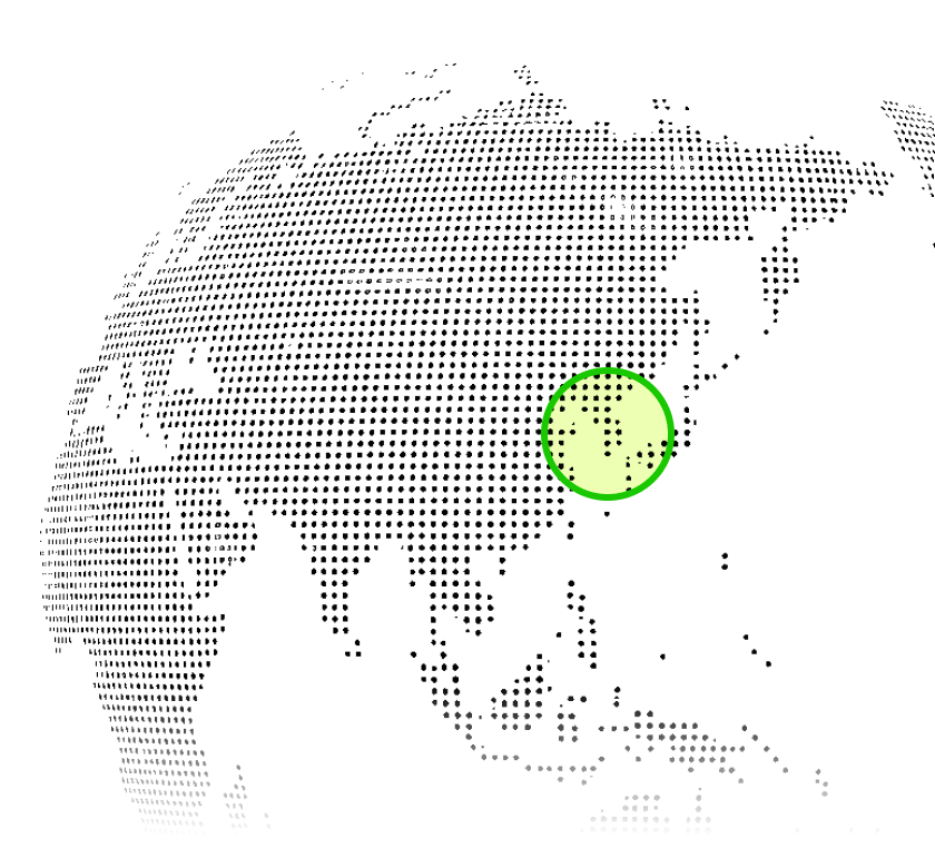 Mapa de Asia con Corea destacada